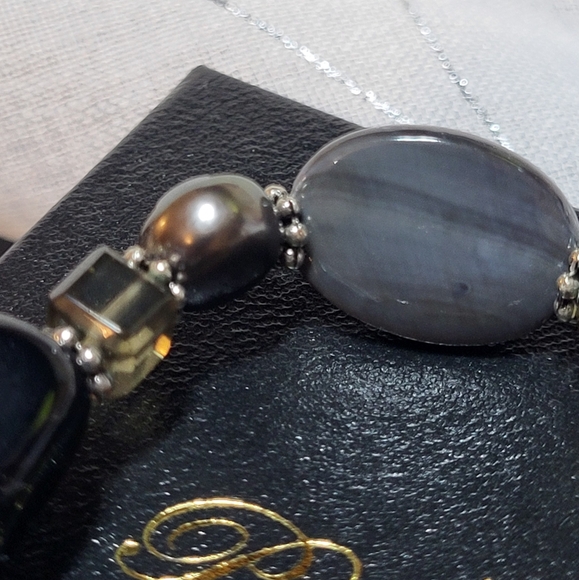 Park‎ Lane Madison Bracelet Black Grey Pearl Abalone 8.5" Stretch NWT - Picture 4 of 8